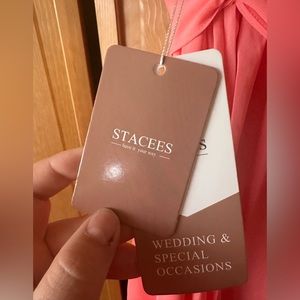 Stacees A line V Neck Sleeveless With Pleated Waistband Split